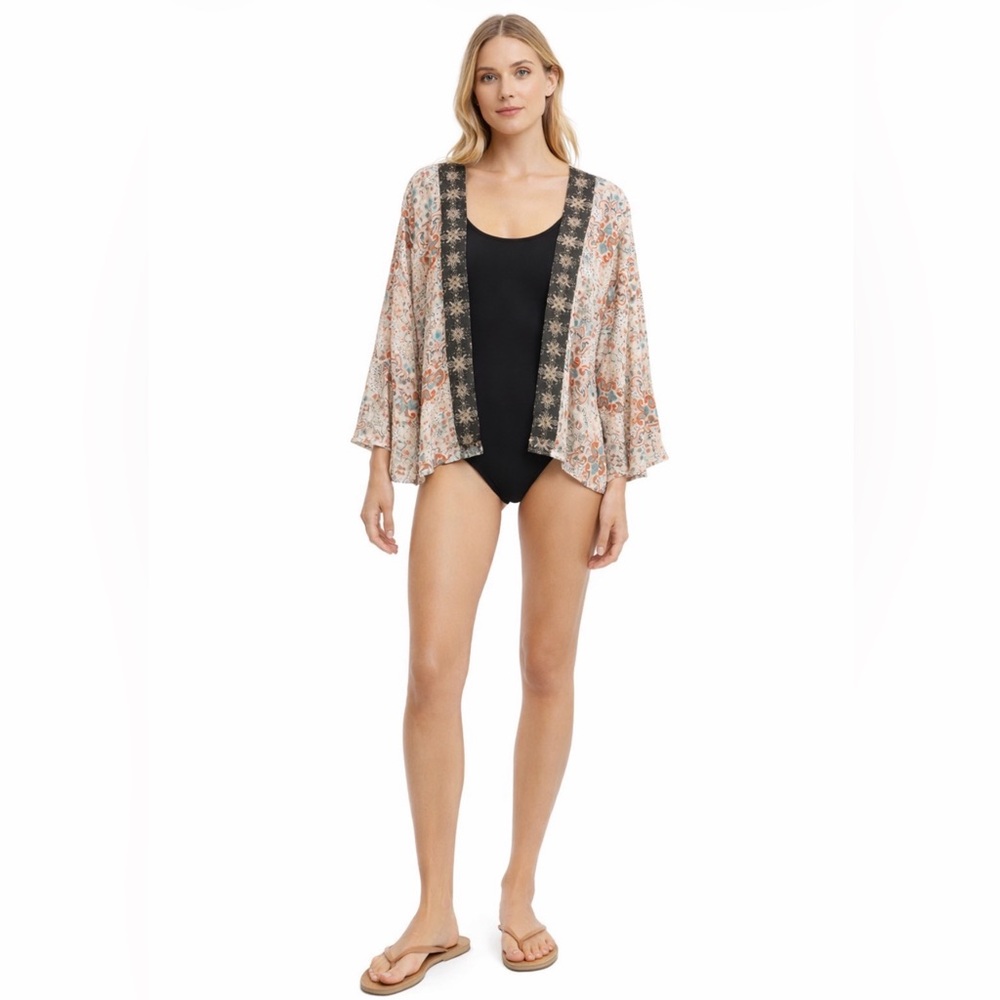 NWT Michael Stars Evereve Wide Sleeve Kimona Wrap One Size Paisley